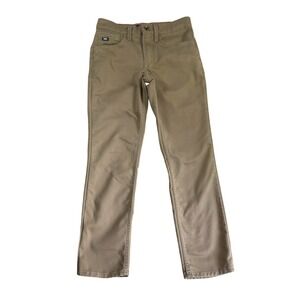 Vans Boys Covina 5-Pocket Tan Chino Skate Pants Size 26/12 Khaki Slim Straight